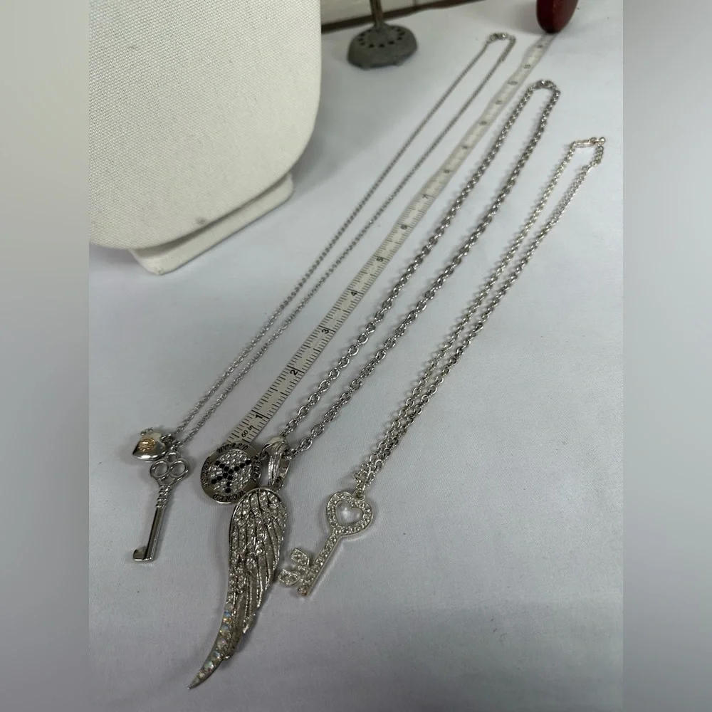 Three long boho chic charm style necklaces